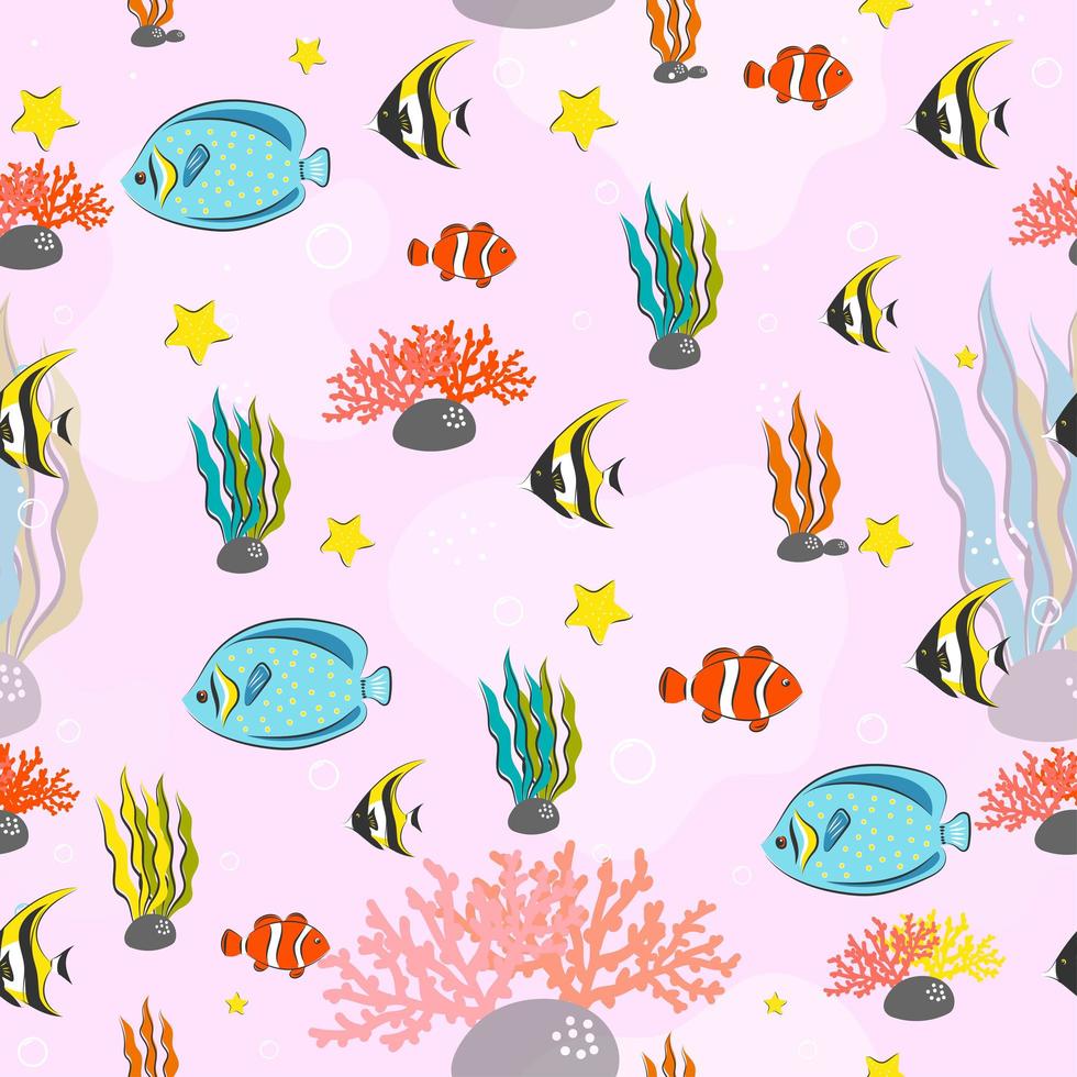 Seamless pattern with underwater concept vector