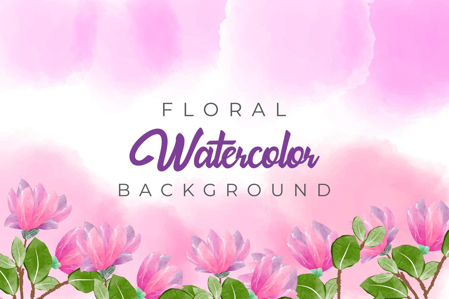 Pink Watercolor background with floral concept vector