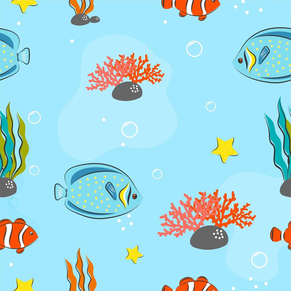 Seamless Pattern with underwater concept vector