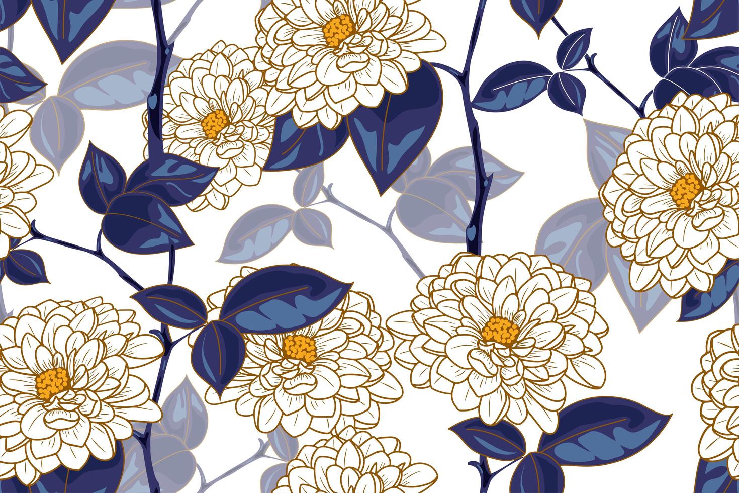patrón sin fisuras de concepto floral con estilo vintage vector