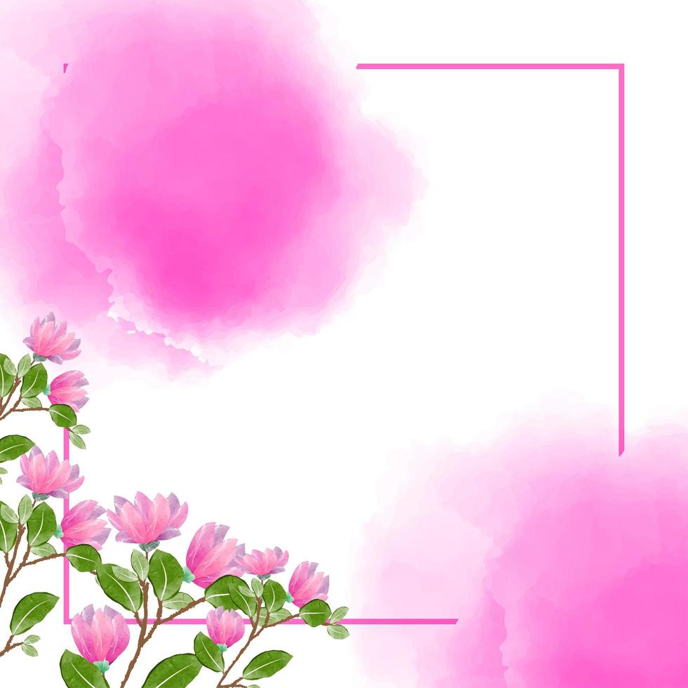 Floral watercolor background with pink concept vector