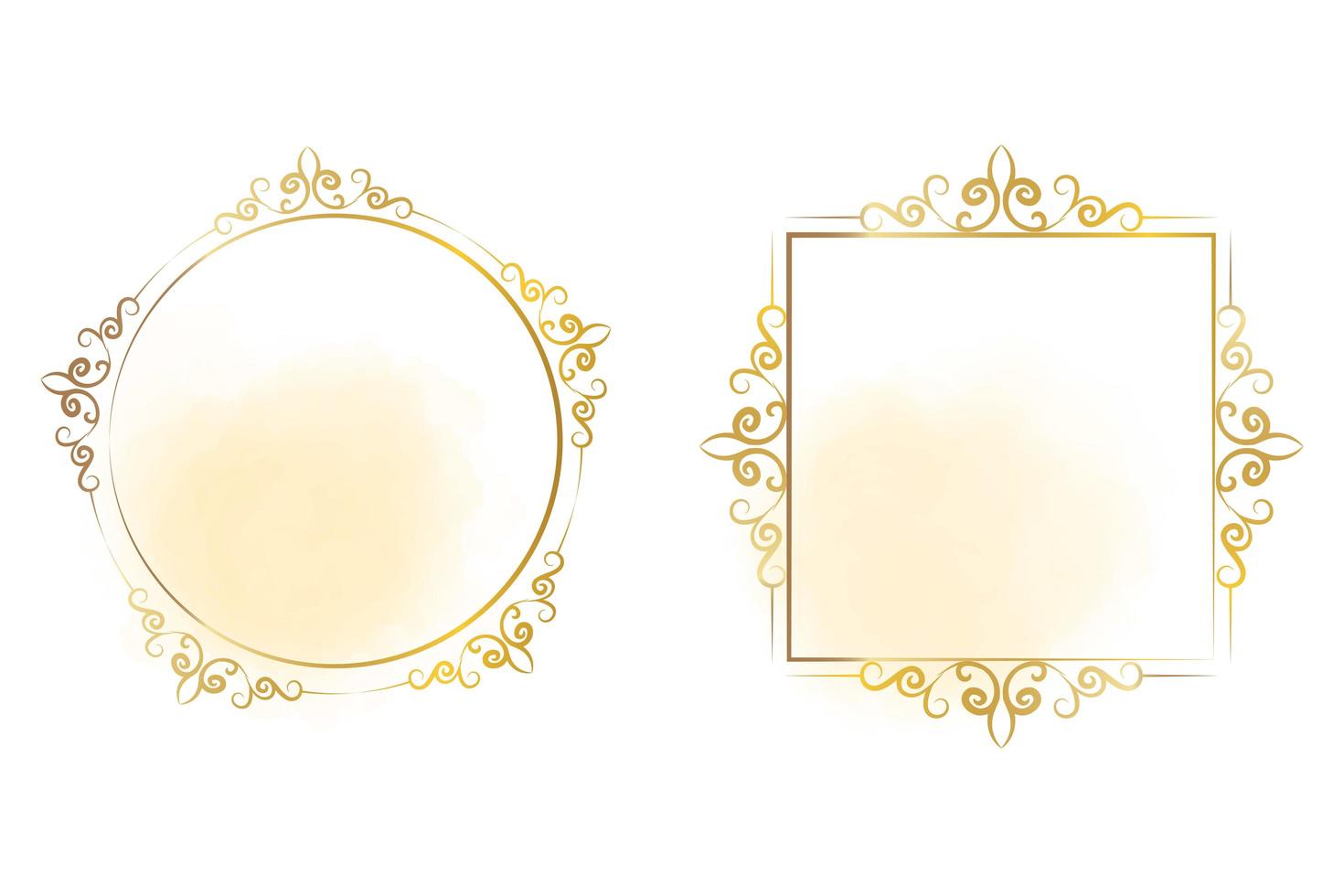 conjunto de marcos dorados con estilo ornamental vector