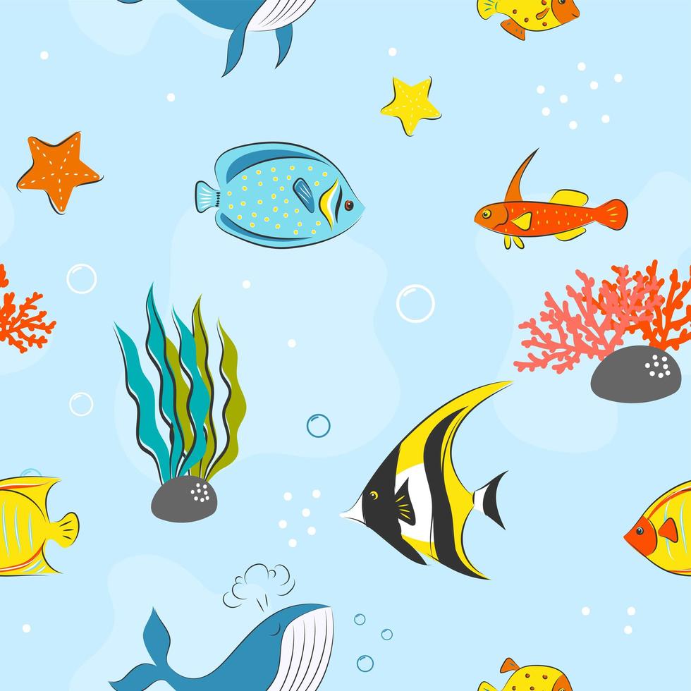 Seamless Pattern with underwater concept vector