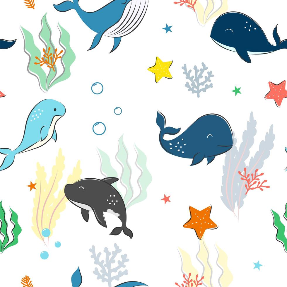 Seamless Pattern with underwater concept vector