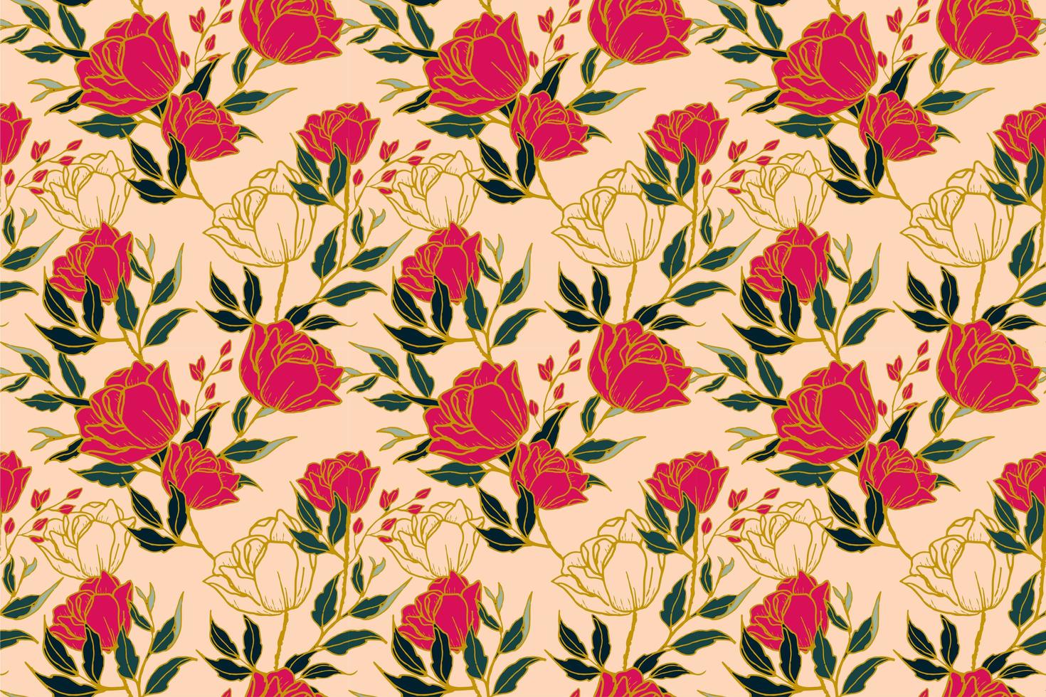 Seamless pattern of floral concept with vintage style vector