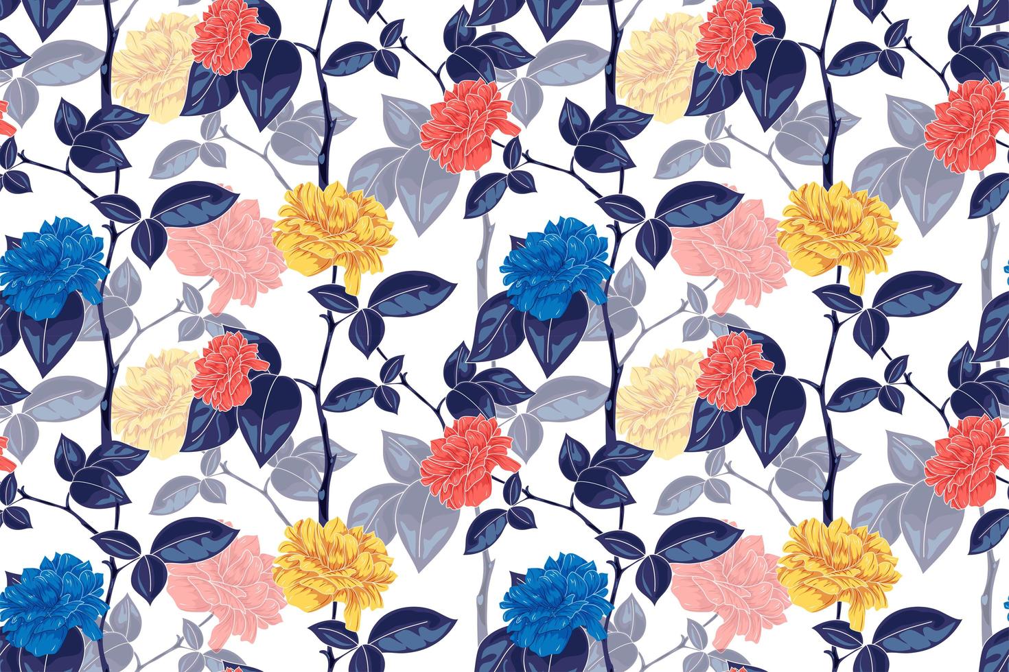 Seamless pattern of floral concept with vintage style vector