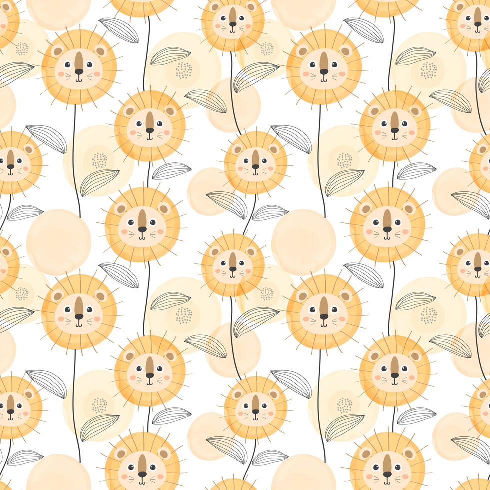 Baby seamless pattern with cute lion concept vector