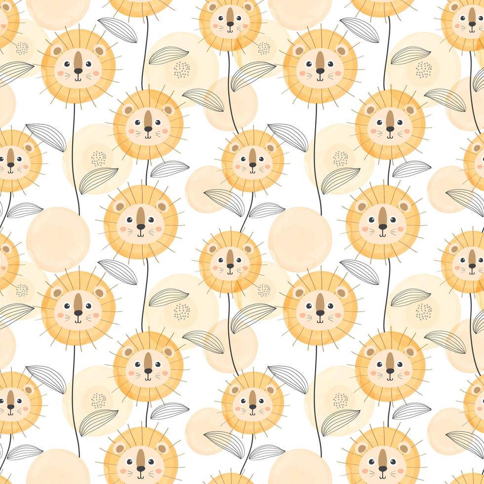 Baby seamless pattern with cute lion concept vector