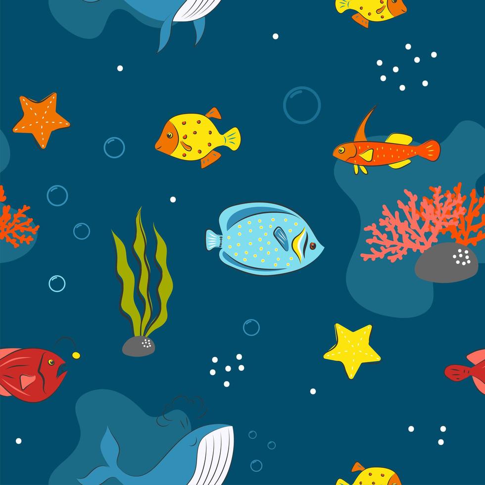 Seamless Pattern with underwater concept vector