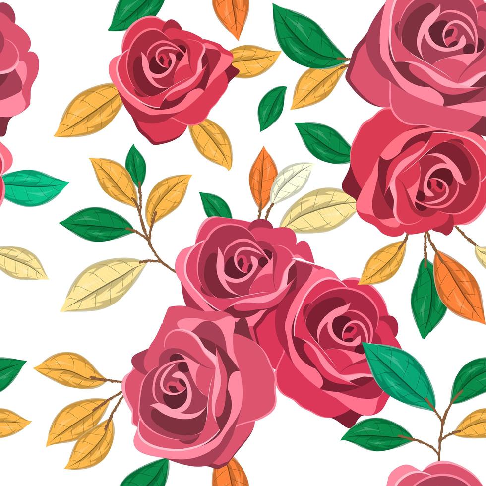 Seamless pattern with roses concept in the  white backdrop vector