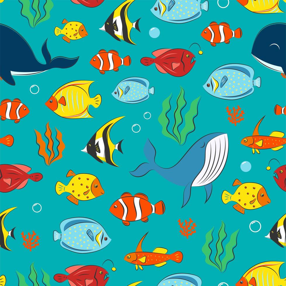 Seamless Pattern with underwater concept vector