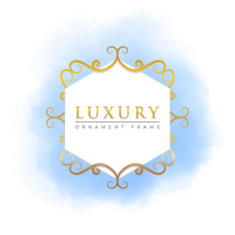 Golden ornament with basic shape in the watercolor backdrop vector
