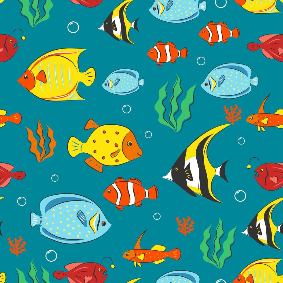 Seamless Pattern with underwater concept vector