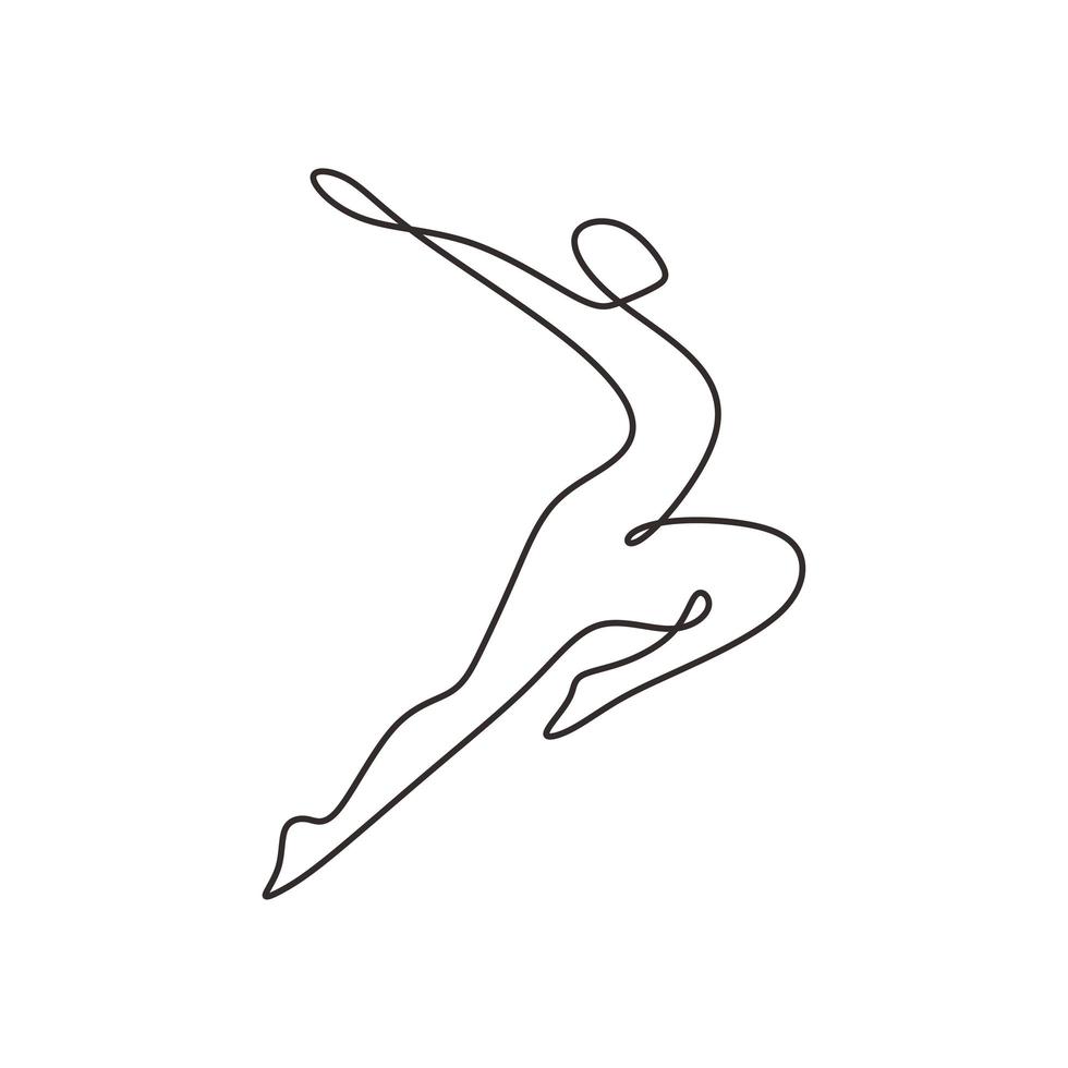 Healthy and wellness symbol. One line drawing person jumping continuous lineart. Hand drawn sketch minimalism. vector