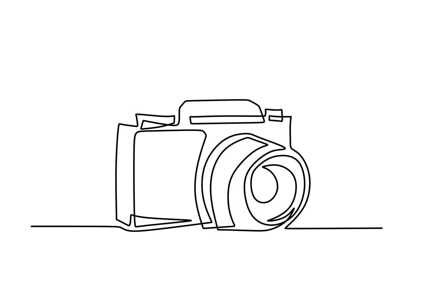 Digital camera one line drawing. Vector illustration gadget technology concept.