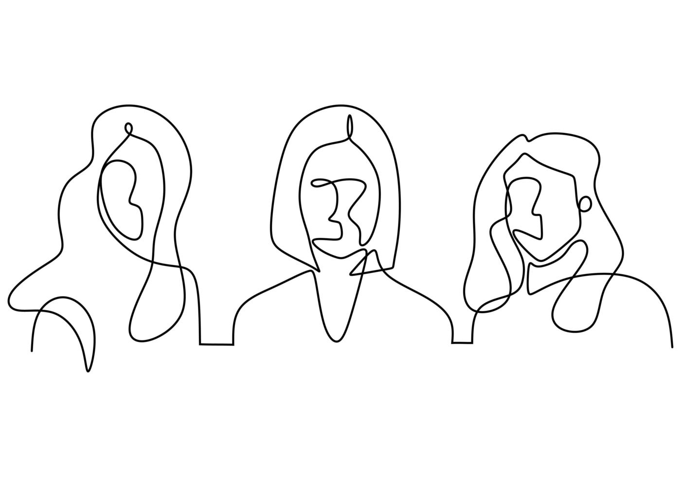 dibujo continuo de una línea hermosa mujer joven con belleza interior. mujer adorable e inteligente. mujer hermosa y dulce. empoderamiento del concepto de mujer. ilustración vectorial vector