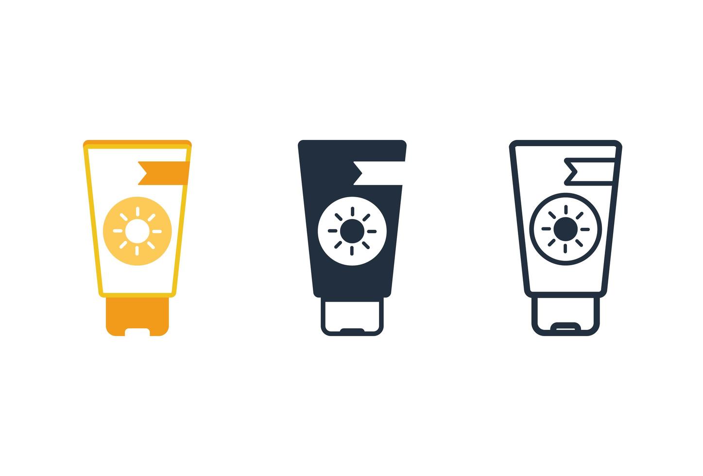 Sunscreen bottle icon set vector