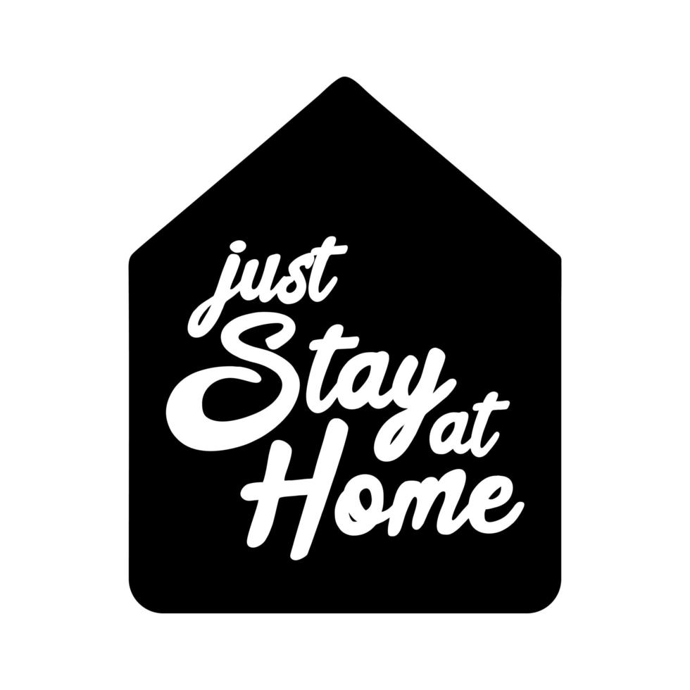 Stay at home slogan with house and typography lettering. Vector Protection campaign from coronavirus, COVID--19. Stay home quote text or hashtag. Coronavirus or COVID 19 protection logo badge.