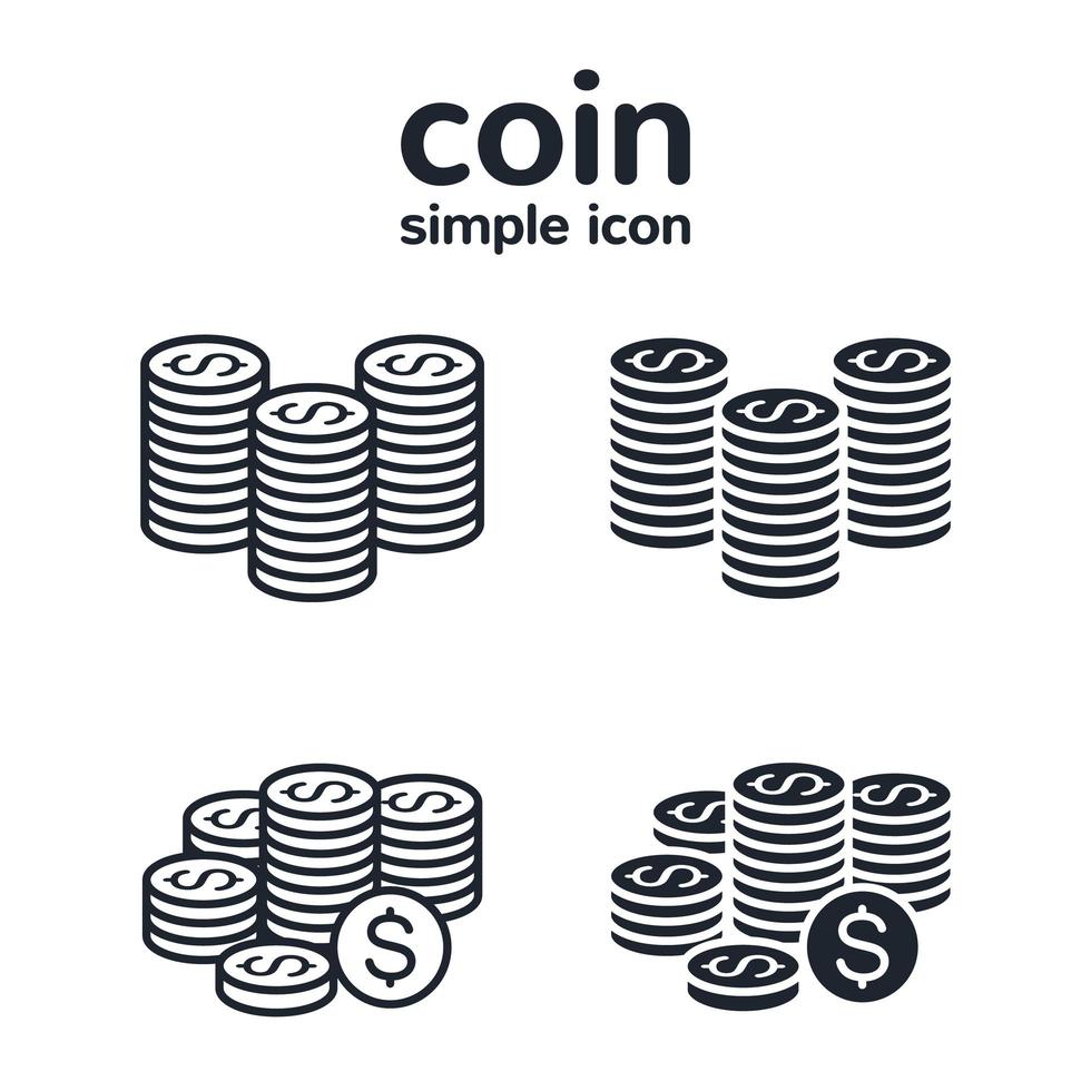 Stack of coins Icon set vector