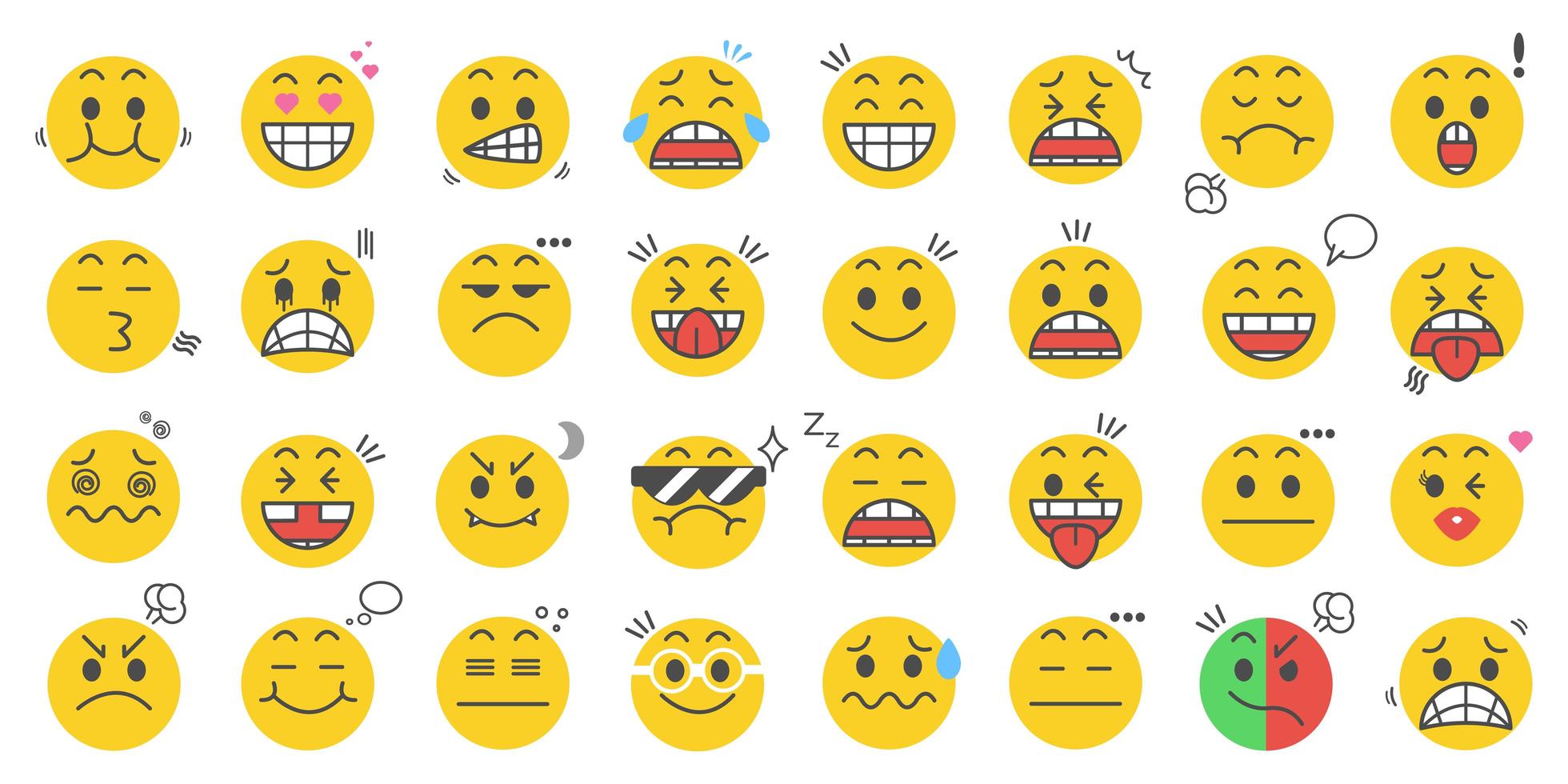 Emoticons icon set vector