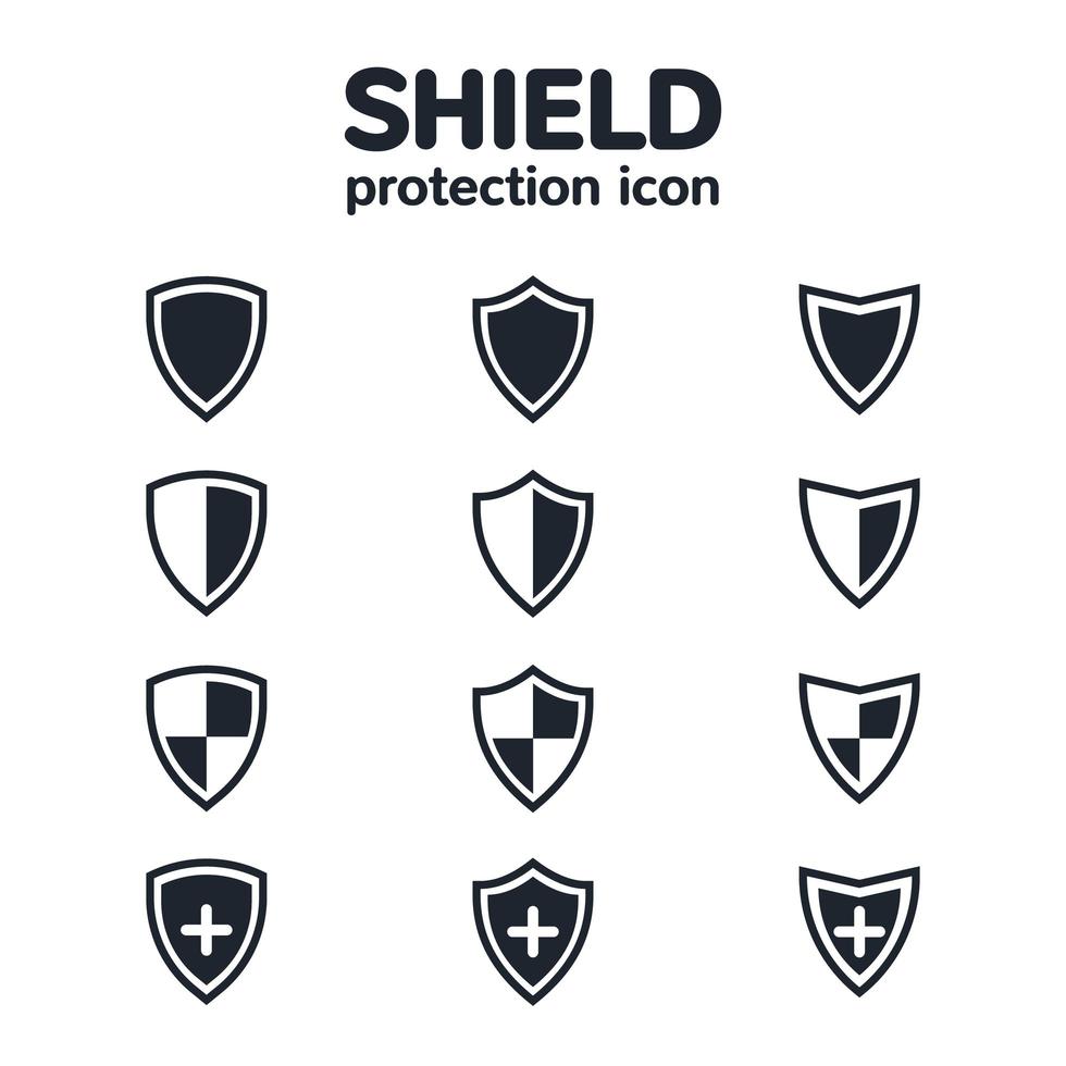 Shield icon set for UI design or application icons vector