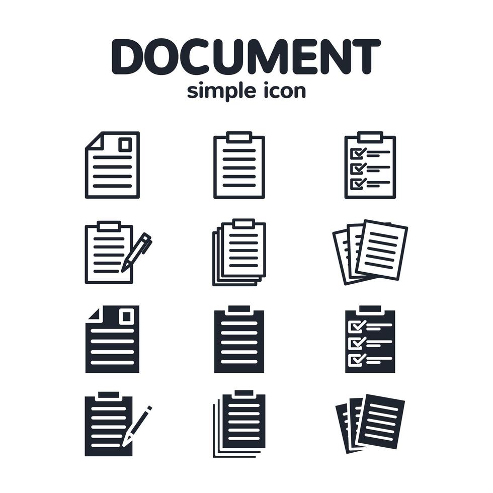 conjunto de iconos de documento simple vector