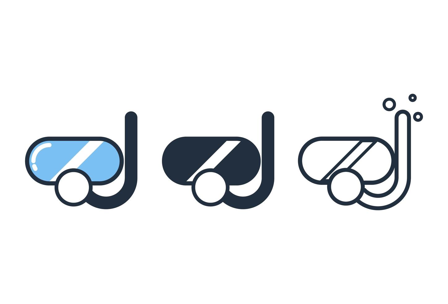 Diving mask icon set vector