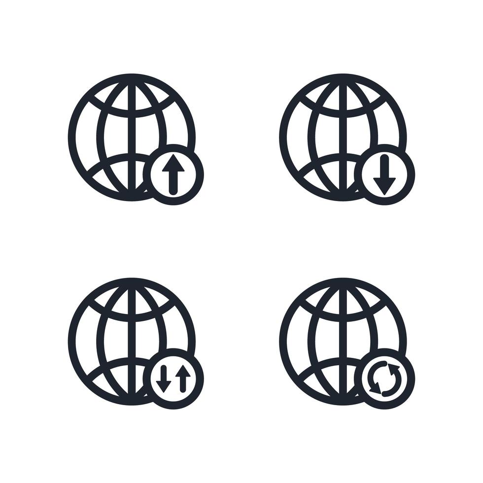 conjunto de iconos de globo, conjunto de iconos de conexión a internet world wide web vector