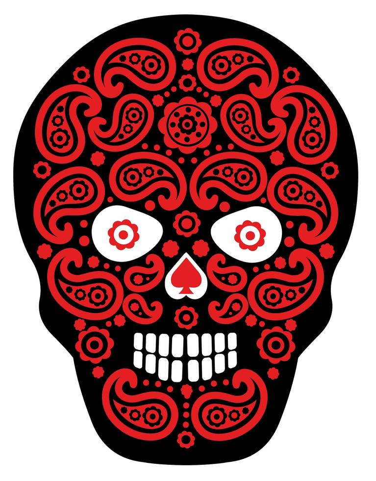 Skull with paisley pattern vector