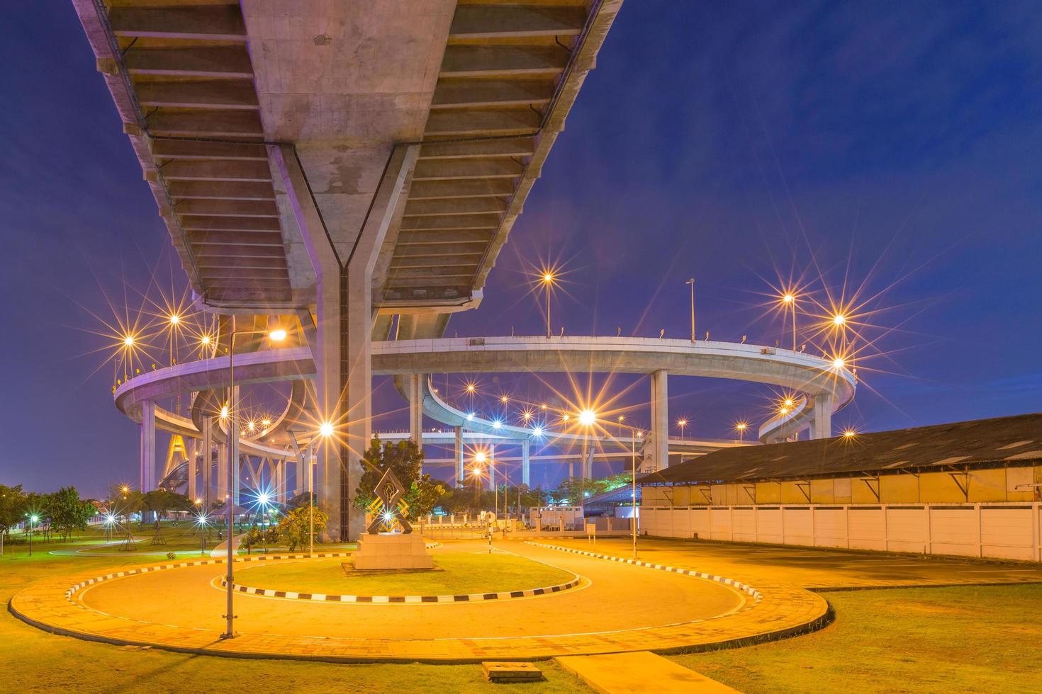 Bhumibol Bridge in Bangkok at night photo