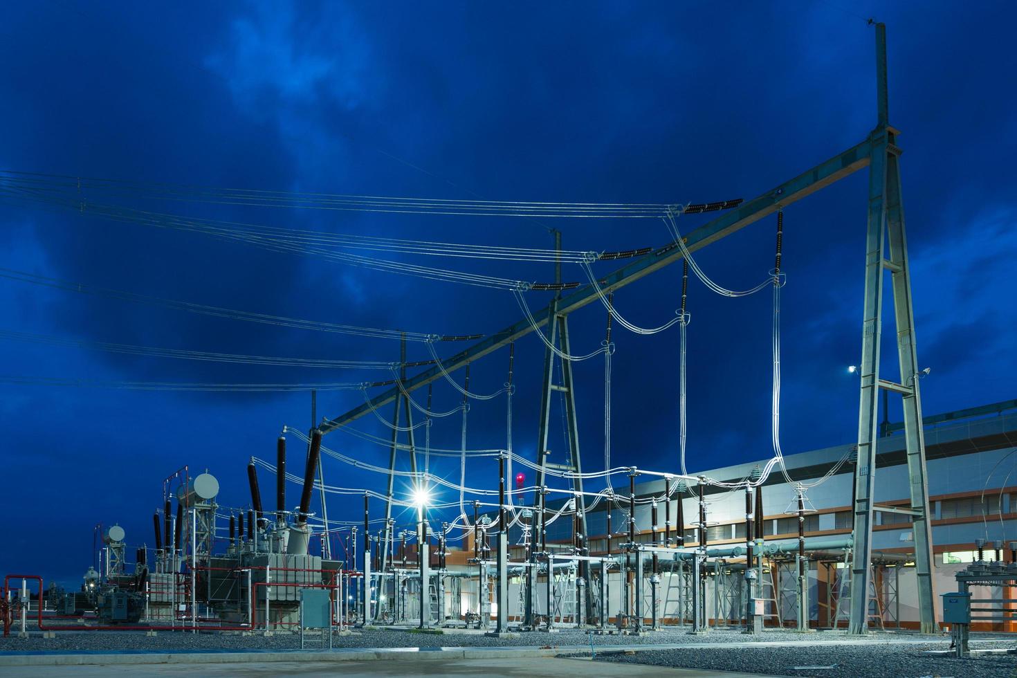 High voltage transmission station 1922855 Stock Photo at Vecteezy