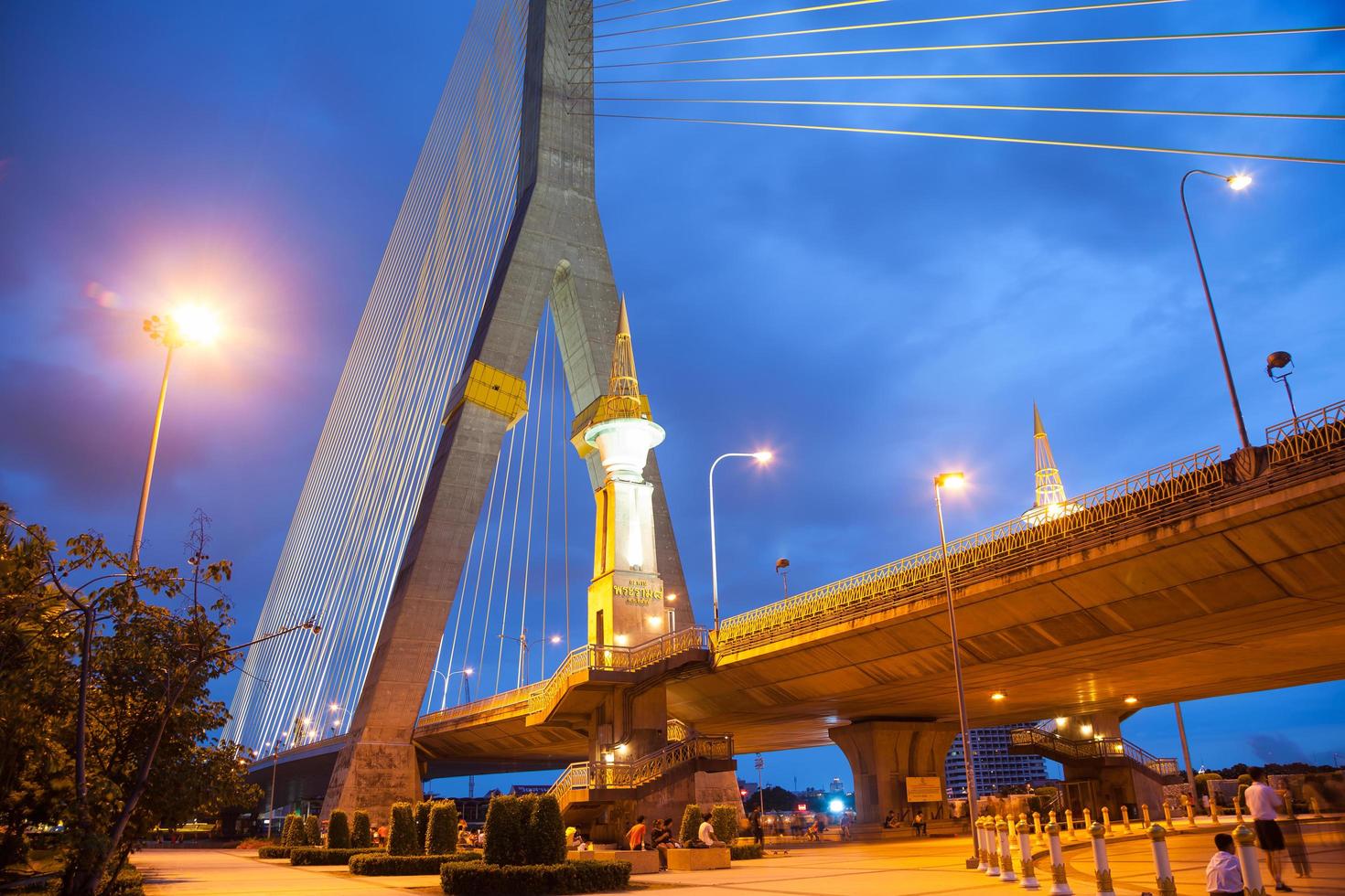 Rama VIII bridge in Bangkok at night photo