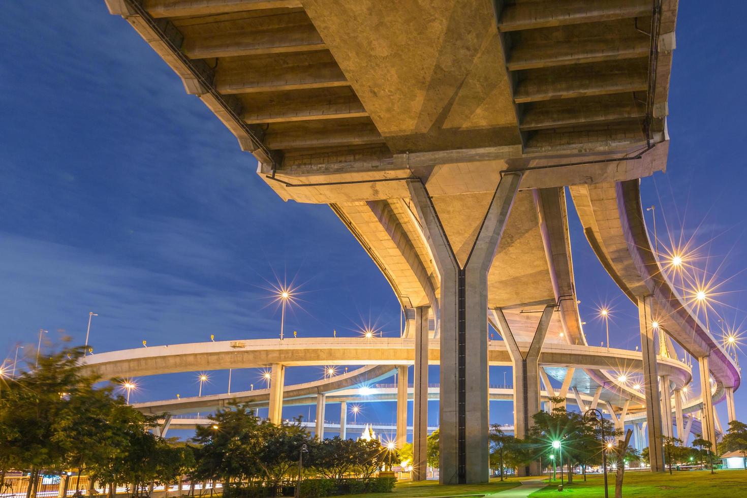 Bhumibol Bridge in Bangkok at night photo