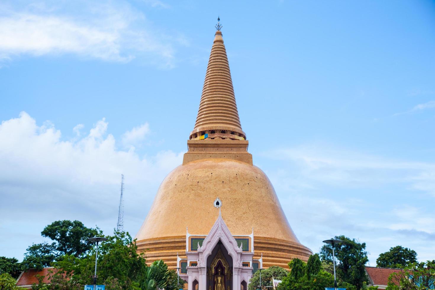 Large golden pagoda in Thailand photo