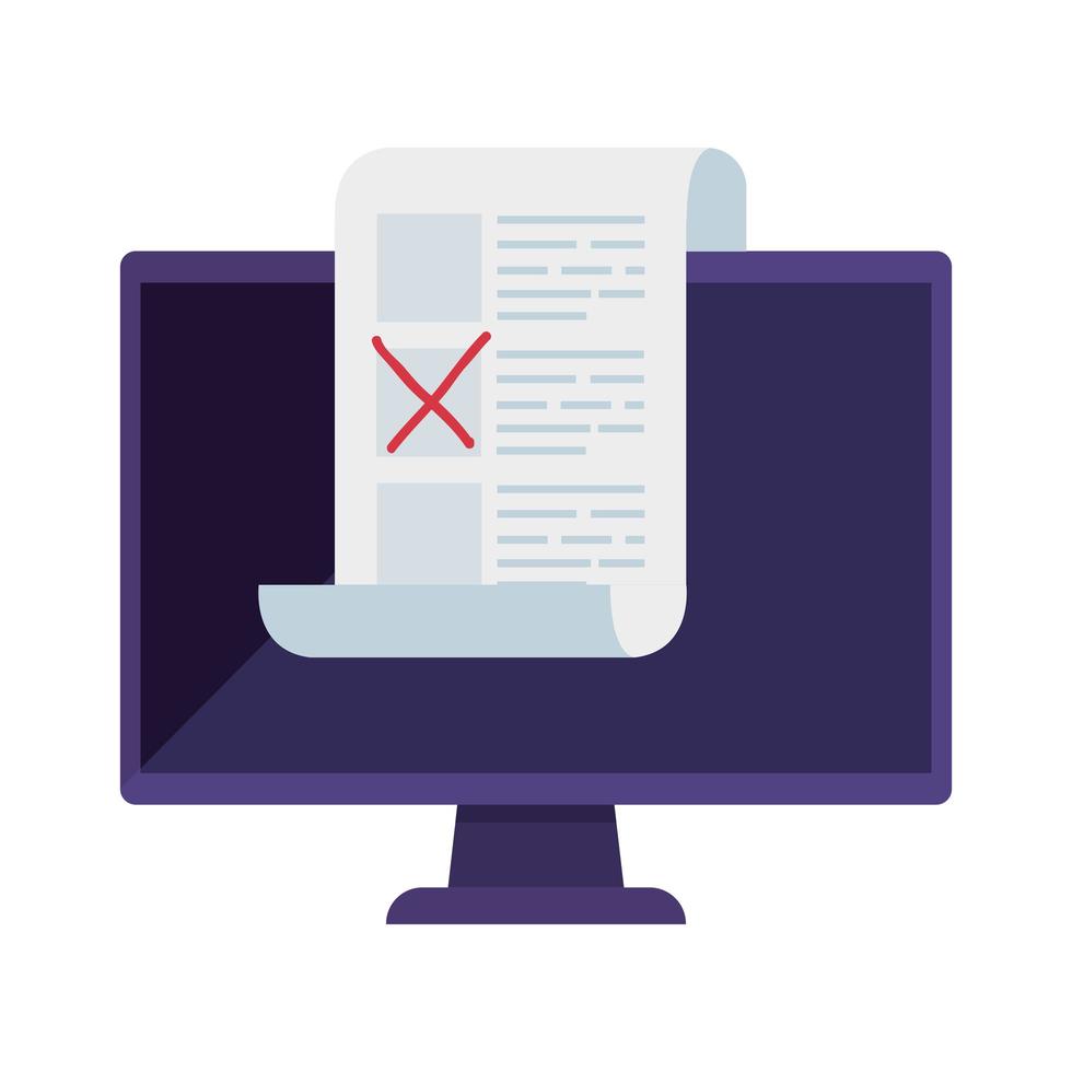 computer for vote online isolated icon vector