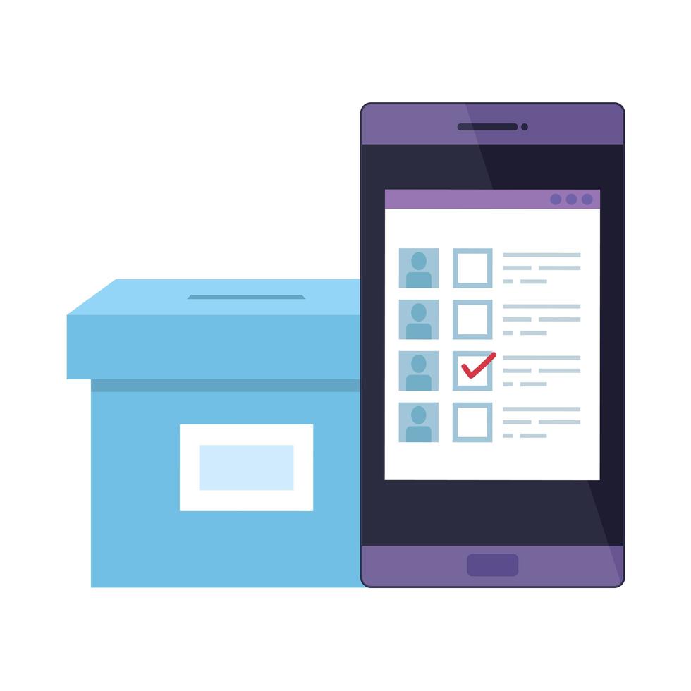 Smartphone para votar en línea icono aislado vector