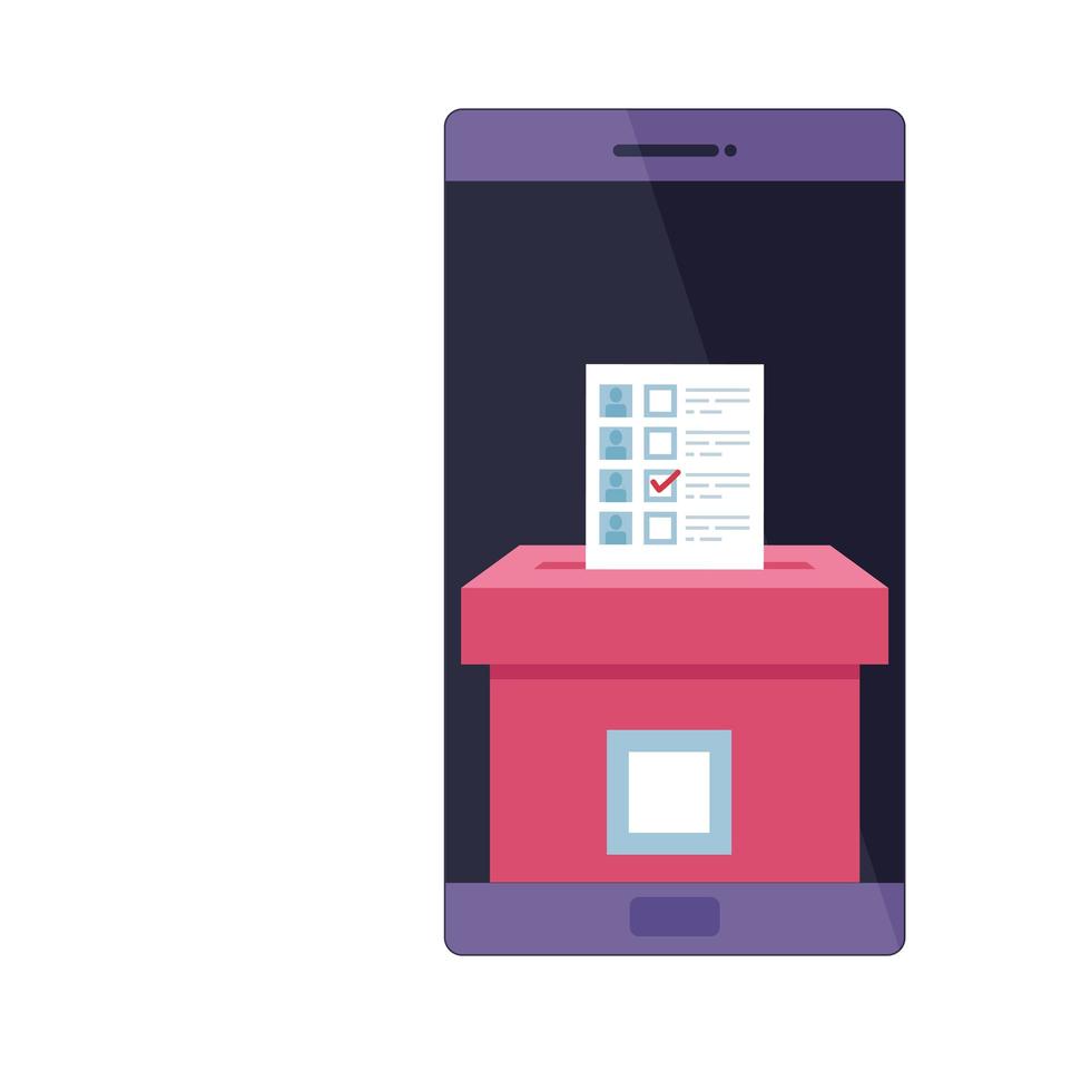 Smartphone para votar en línea icono aislado vector