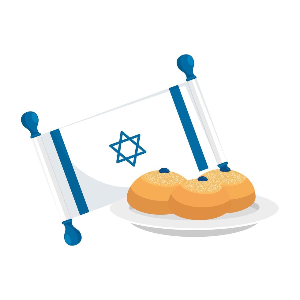 Bandera de Israel con pan icono aislado vector