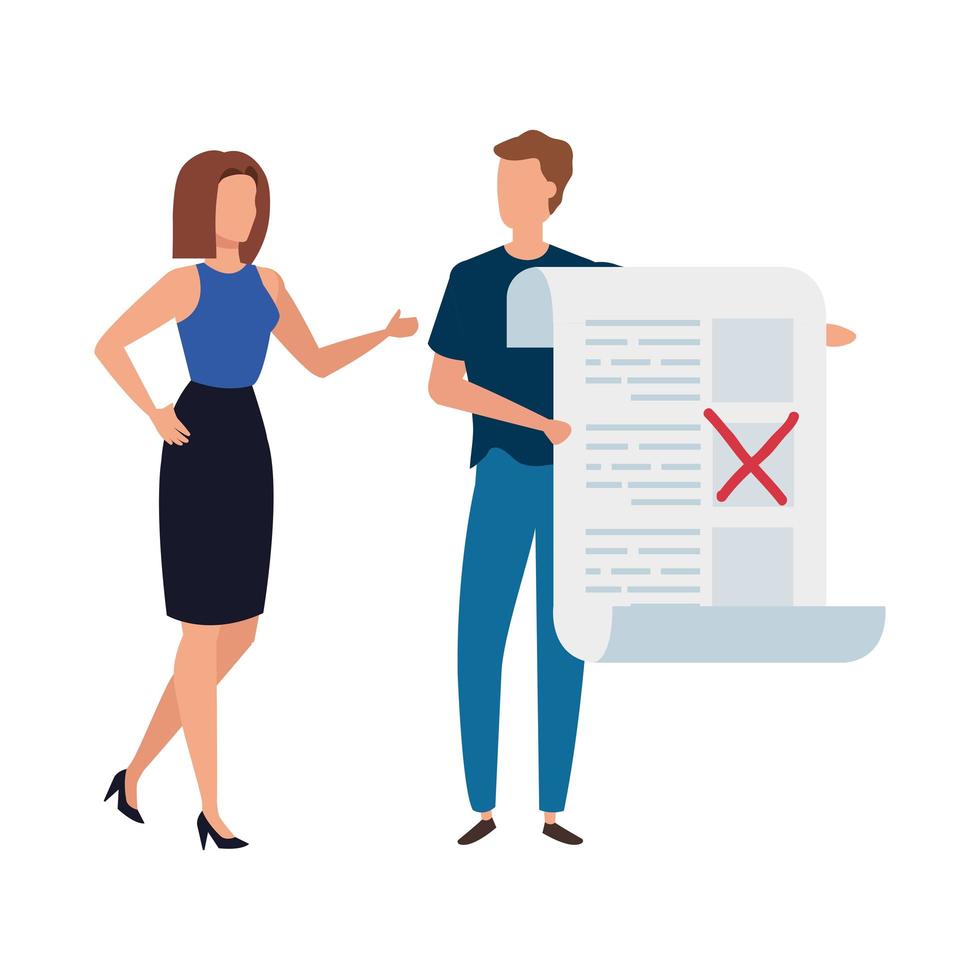 couple with vote form isolated icon vector