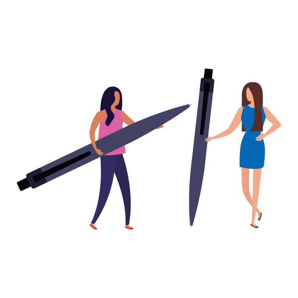 business women with pen avatar character vector