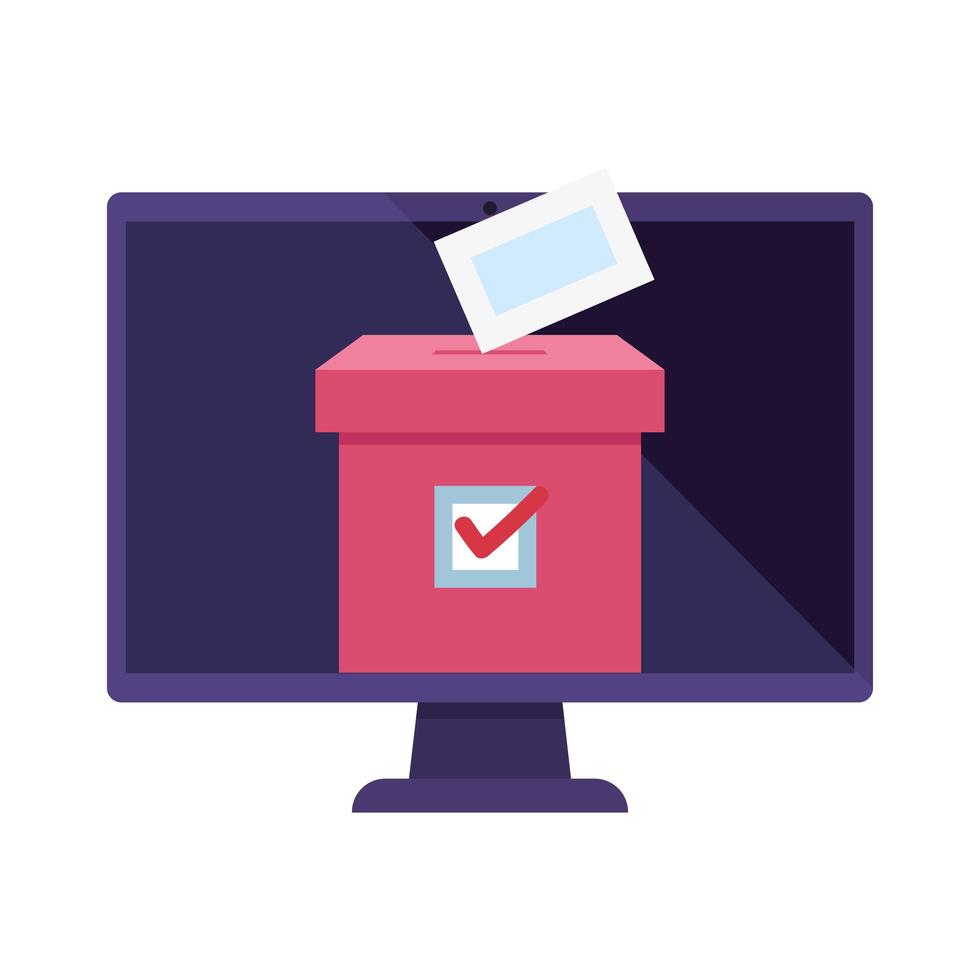 computer for vote online with ballot box vector