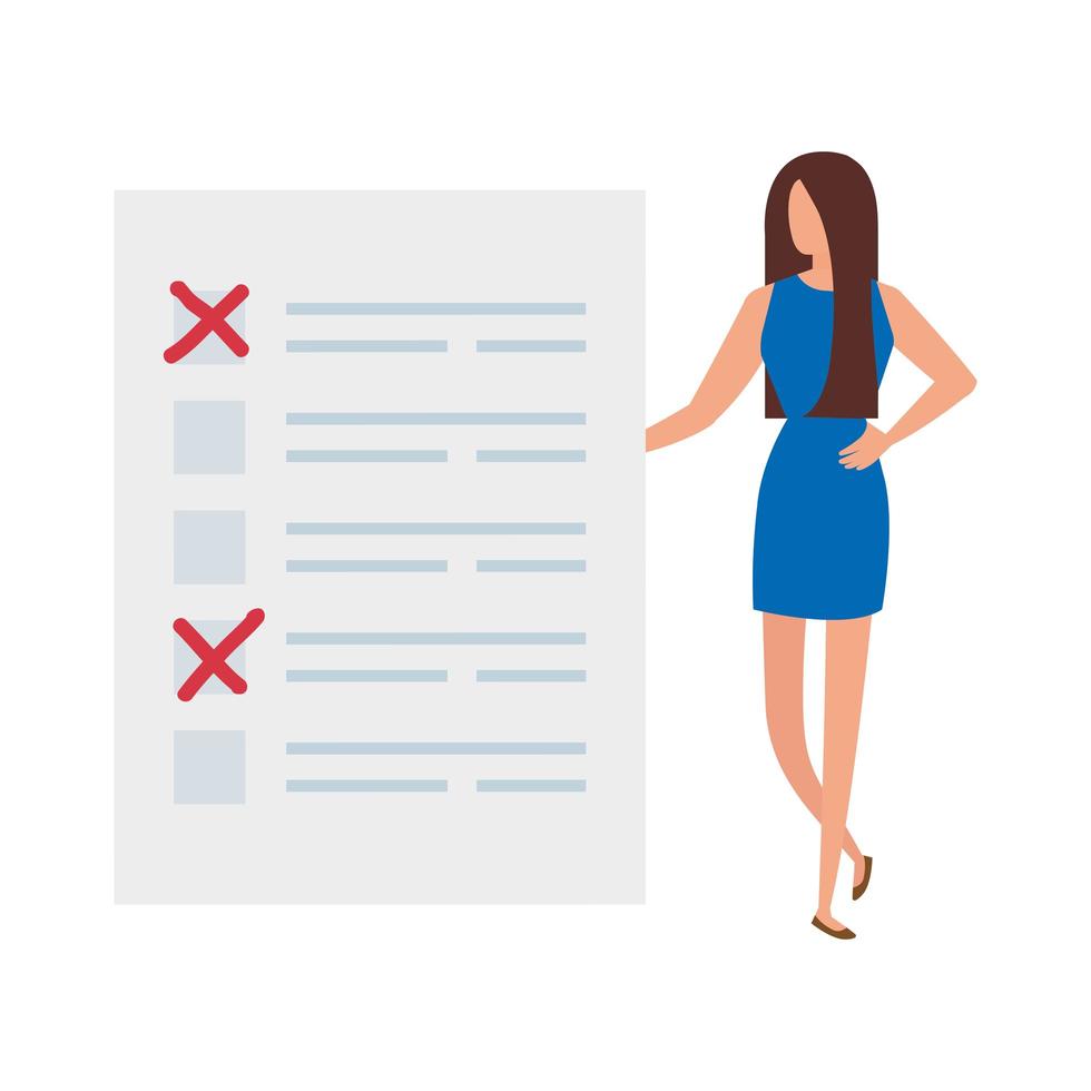 business woman with vote form isolated icon vector