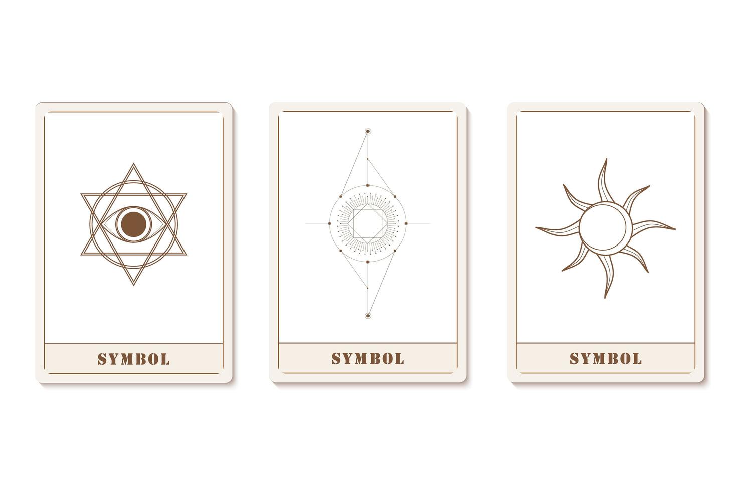 conjunto de tarjetas de moda de astrología con iconos geométricos vector