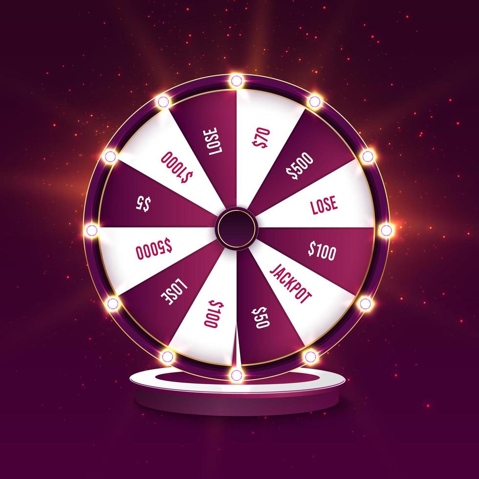 Casino spinning fortune wheel vector banner template