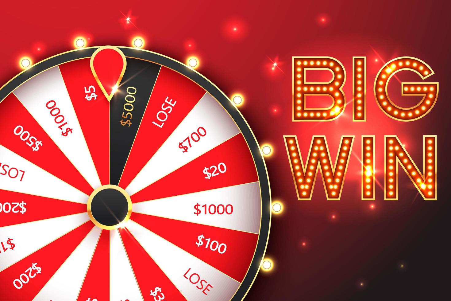 Casino spinning fortune wheel vector banner template