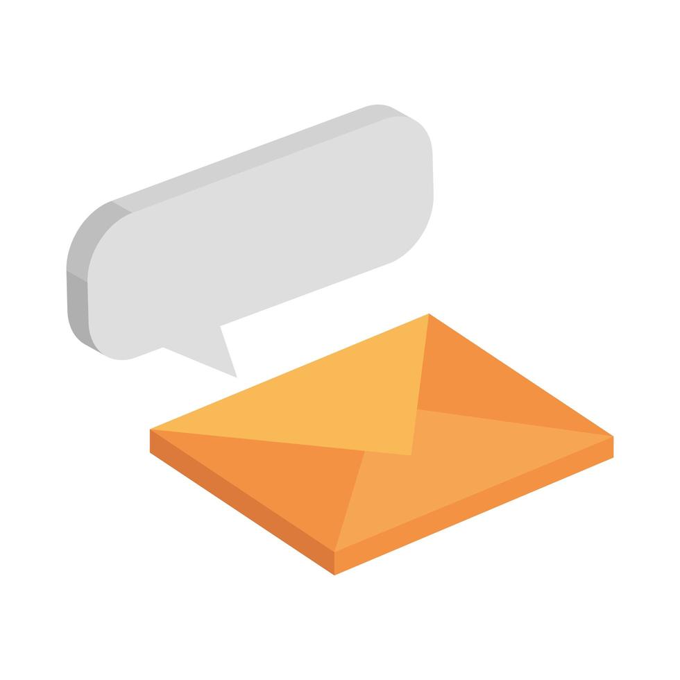 envelope mail with speech bubble isolated icon vector