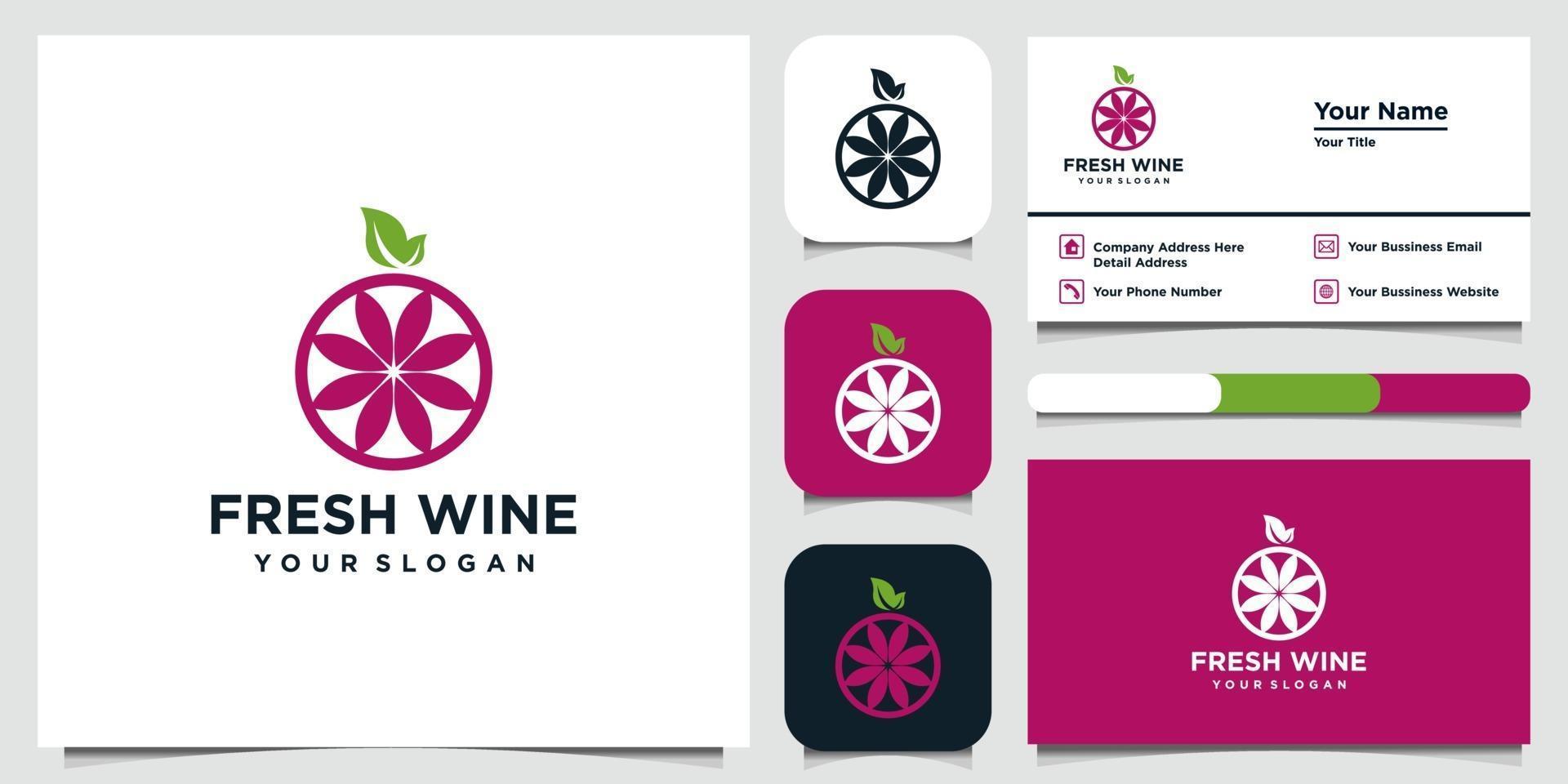 High quality flat style icon illustration of grapes and business card vector