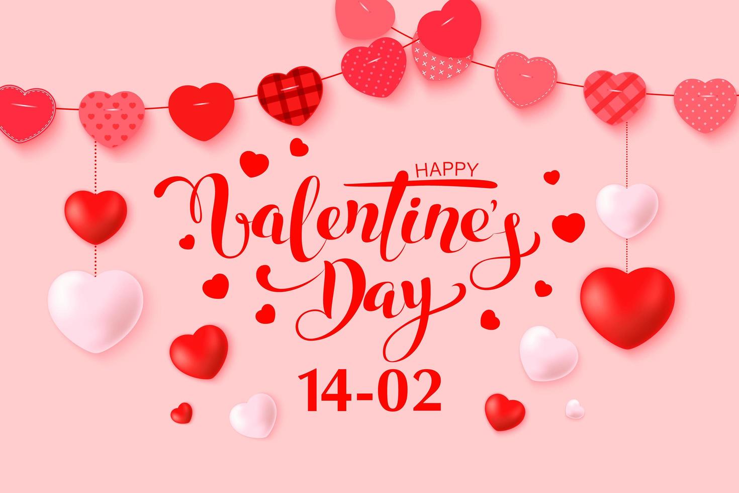 Happy Valentine's Day greeting card design with frame vector