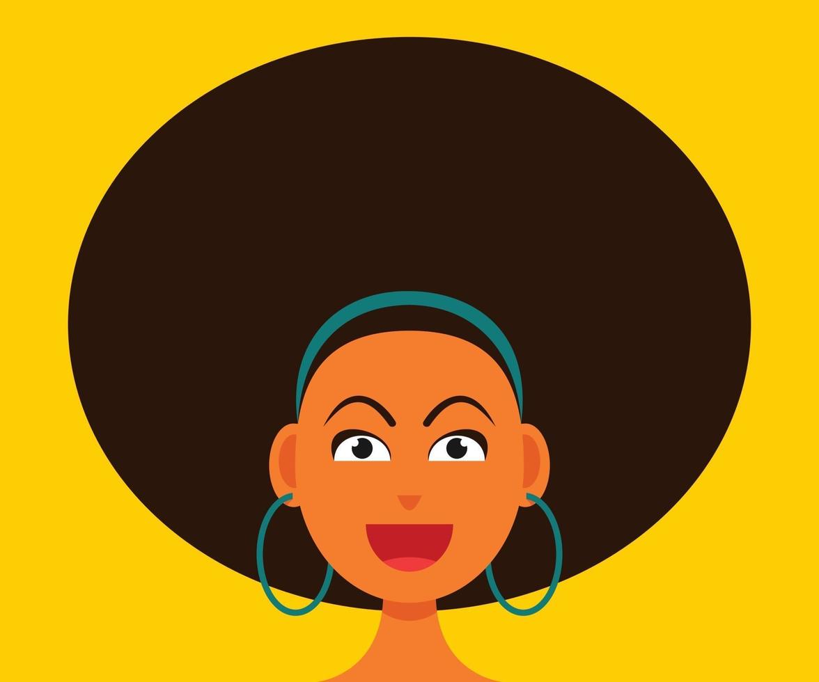 Woman Smiling Face with Afro Hair Style. vector
