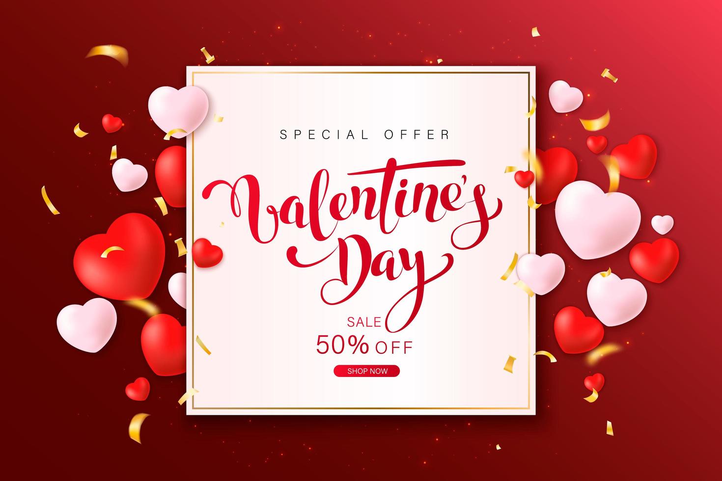 Happy Valentine's Day greeting card design vector